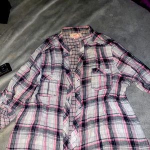 Op button down flannel print